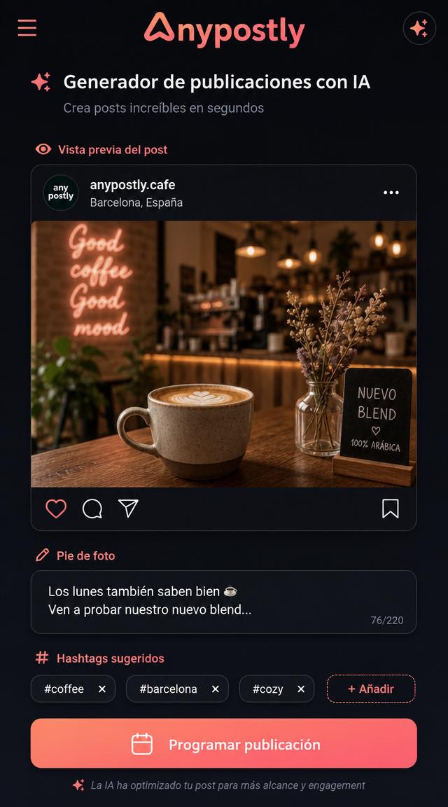 Generador de publicaciones con IA de Anypostly